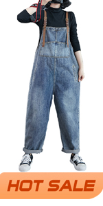 Womens Loose Baggy Denim Overalls Casual Vintage Adjustable Straps Bib Jumpsuit Rompers Harem Pants