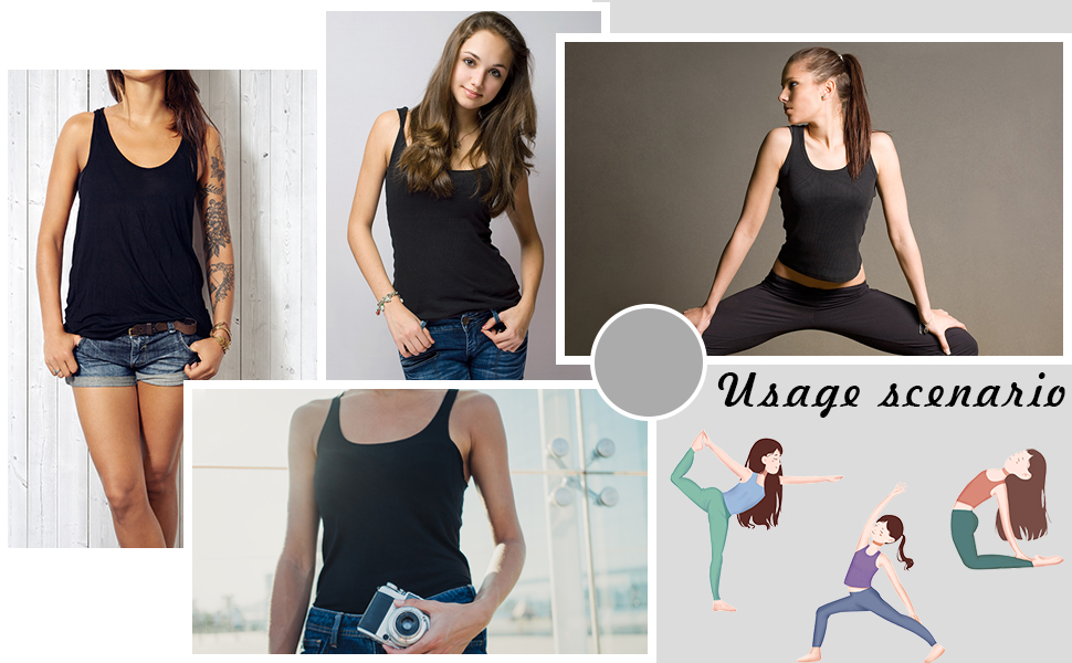 Simple design tank top is suitable for matching jeans,leggings on workout and casual everyday