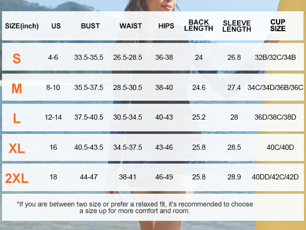 size chart rash guard