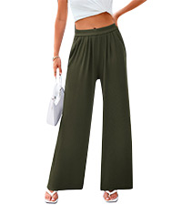 trousers pants for women Casual Wide Leg Trousers Palazzo Knit Trousers Elastic Waist Long Pants