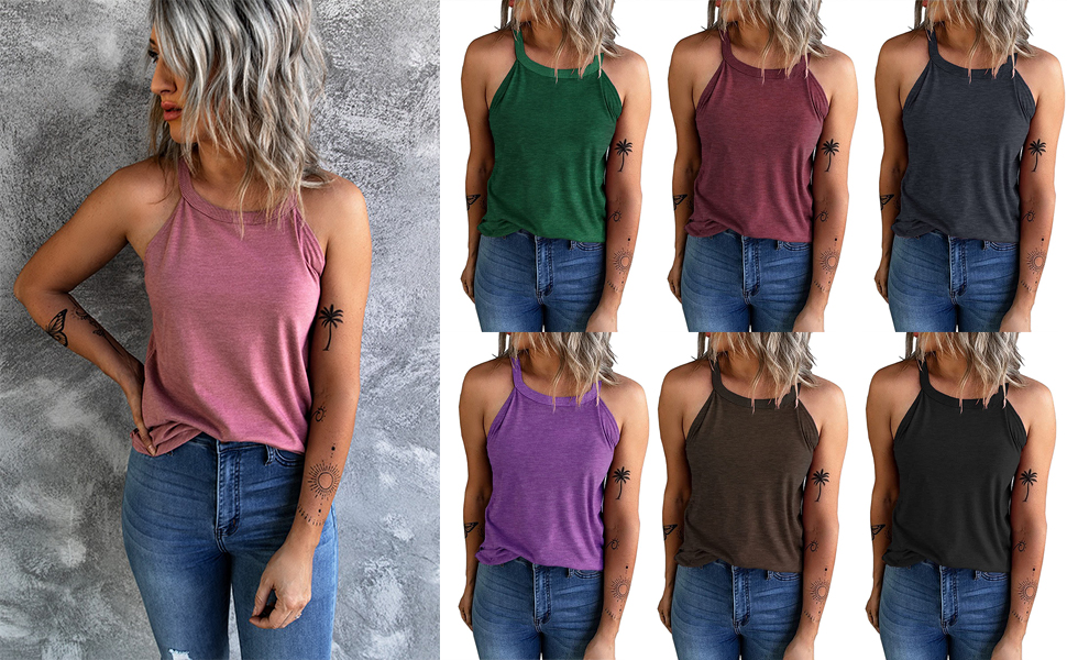 Women''s Summer Sleeveless Halter Tee Shirts