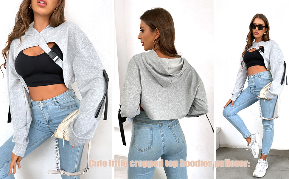 Cute little cropped top hoodies pullover: