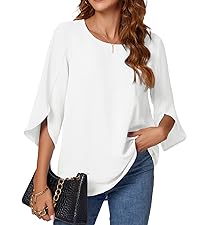 KUOTAI Womens Summer Tops Dressy Casual Shirts 3/4 Sleeve Work Blouse Business Casual Shirt