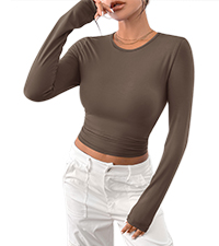 long sleeve Going out tops Basic Crop Top Spring Fall Tops For Women Tight T Shirt Slim Fit Y2K Tops