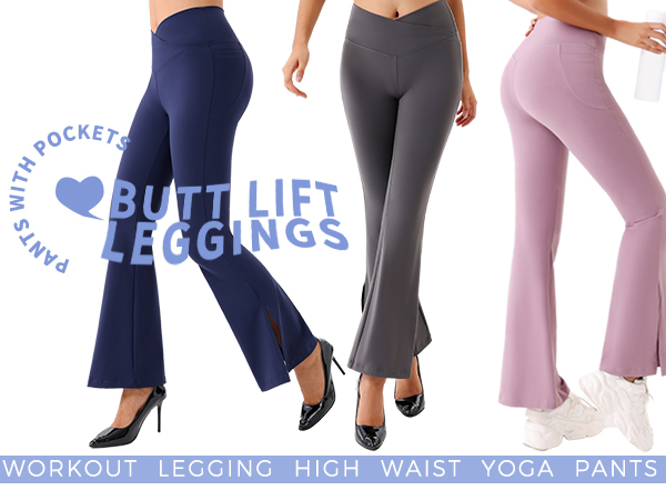 Flare Leggings for Women with Pockets