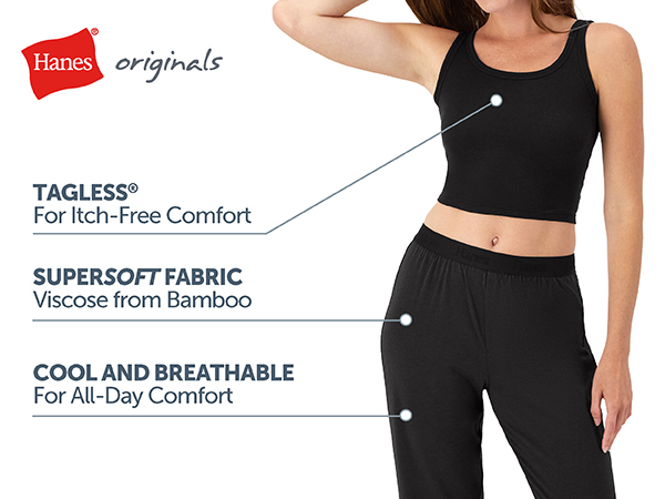 Hanes Originals HLA200 Supersoft Fabric viscose from bamboo, tagless itch-free, cool and breathable