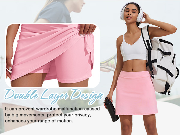 Tennis Skirt with Pockets Athletic Golf Skorts for Women Casual Workout Built-in Shorts