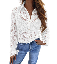 lace top lace long sleeve top long sleeve shirts blouses for women dressy casual button-down shirts