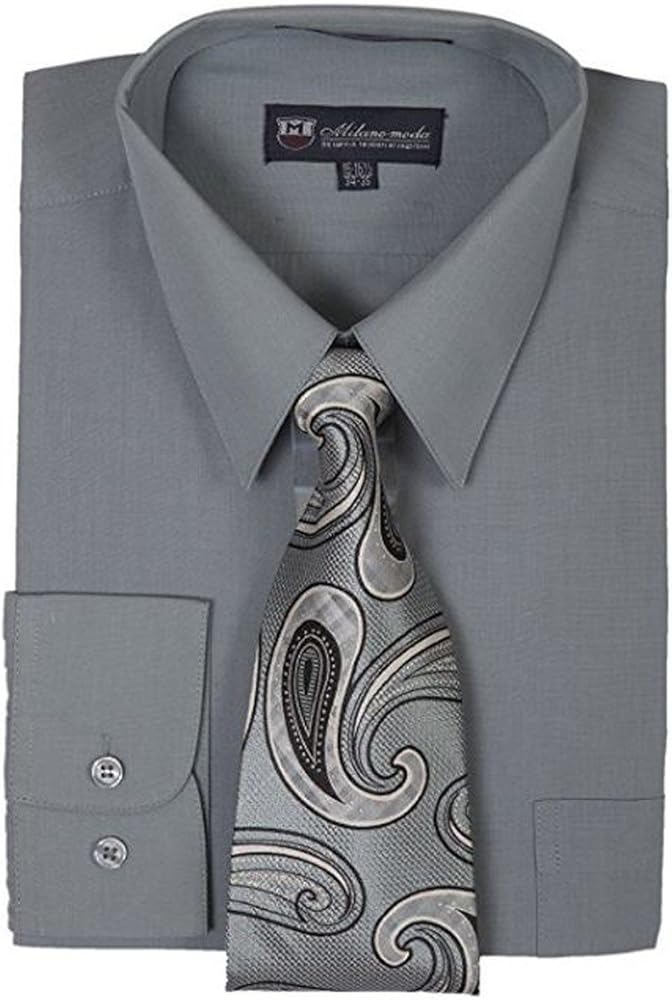 Men's Long Sleeve Dress Shirt with Matching Tie and Handkerchief SG21A