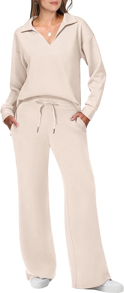 ANRABESS Womens 2 Piece Outfits Sweatsuit Long Sleeve Oversized Sweatshirt Sweatpants Tracksuit Sweat Lounge Set Fall Clothes