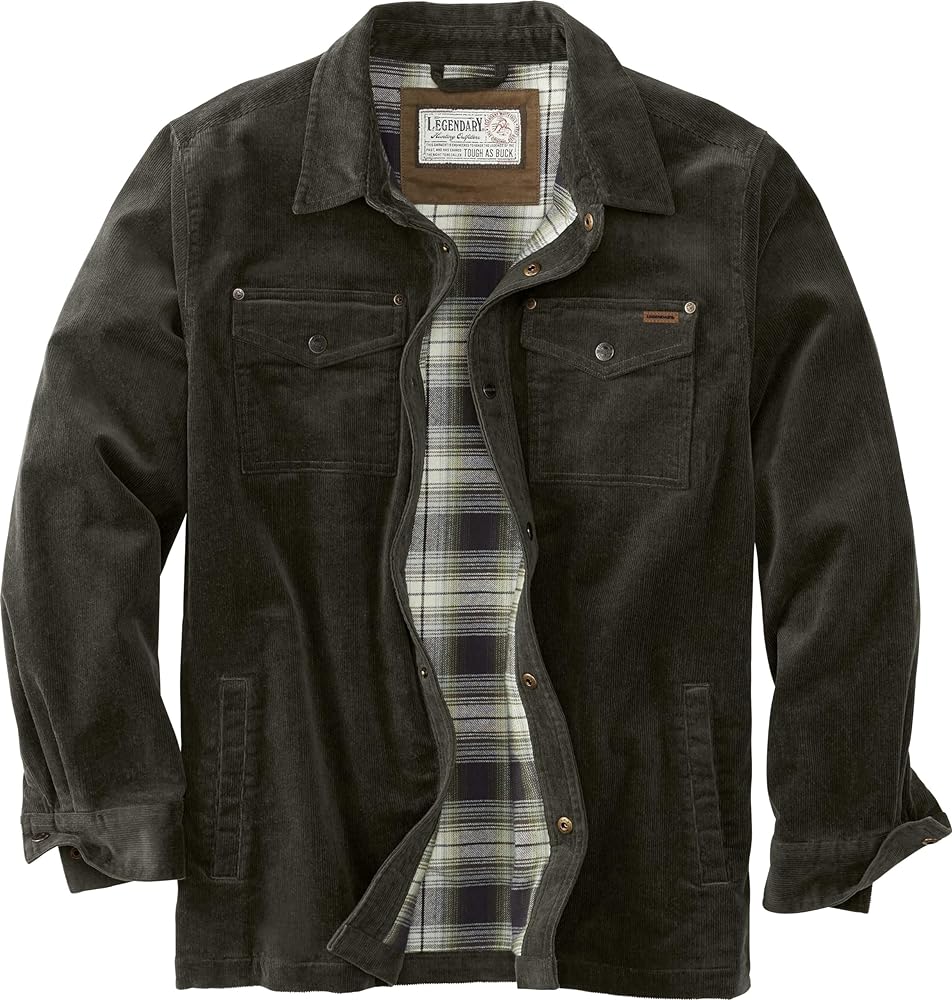 Legendary Whitetails Men's Tough as Buck Flannel Lined Corduroy Shirt Jacket