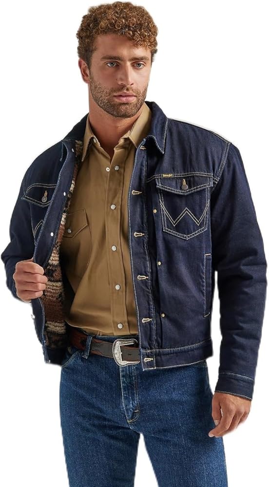 Wrangler Men's Western Vintage Denim Trucker Jacket Denim L