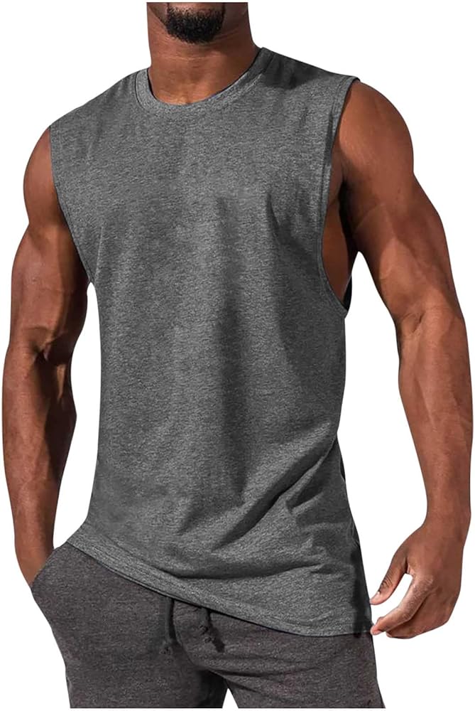 Men's Sleeveless Workout Swim Shirt Quick Dry Athletic Running Gym Muscle Beach Tank Top Cut Off Undershirts Vest