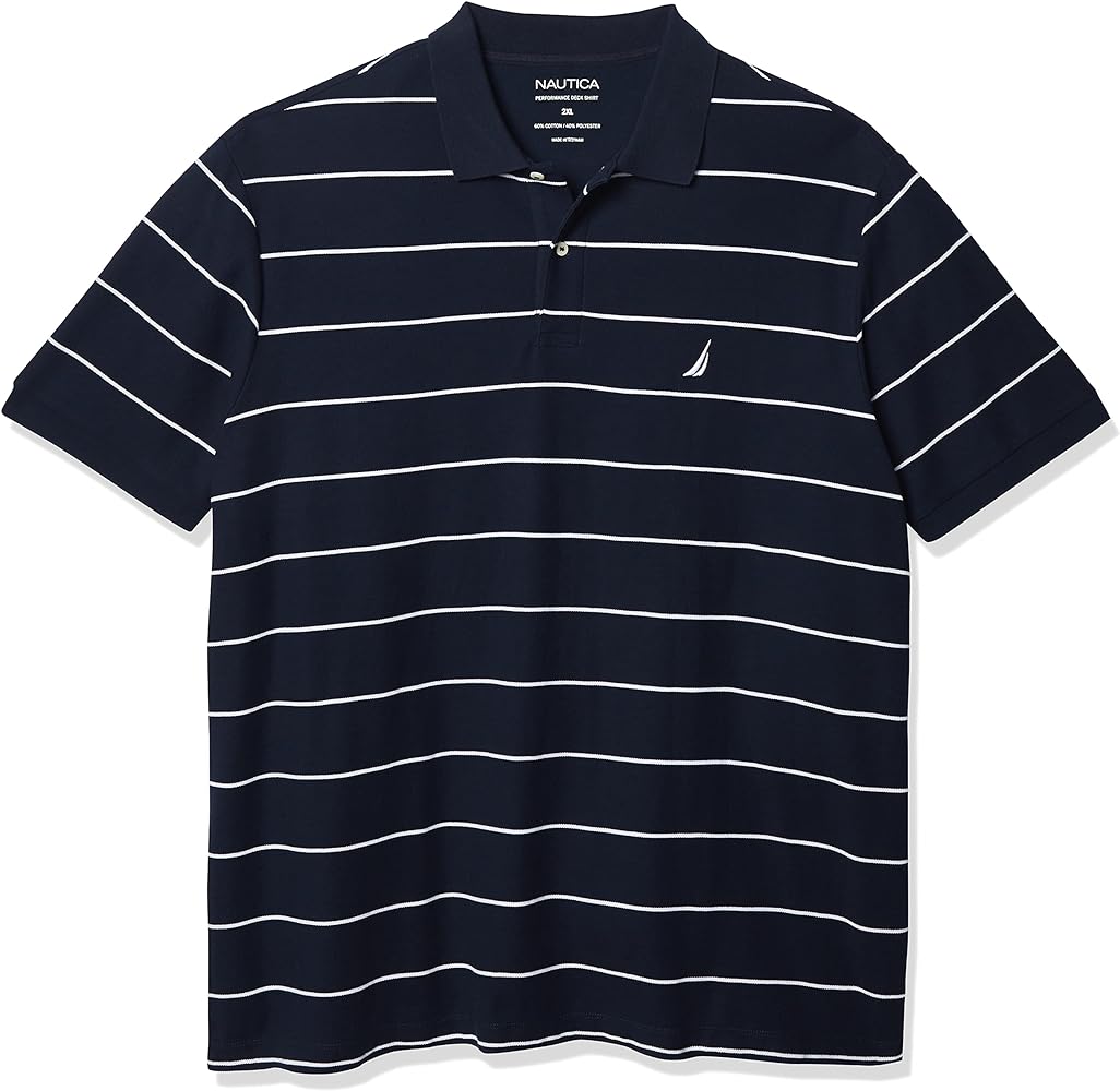 Nautica Men's Big and Tall Classic Short Sleeve Striped Polo Shirt