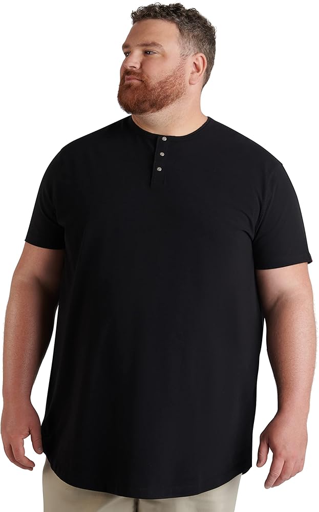 Men's Big & Tall Henley T-Shirt – Premium Stretch Cotton Shirt with Metal Snap Buttons