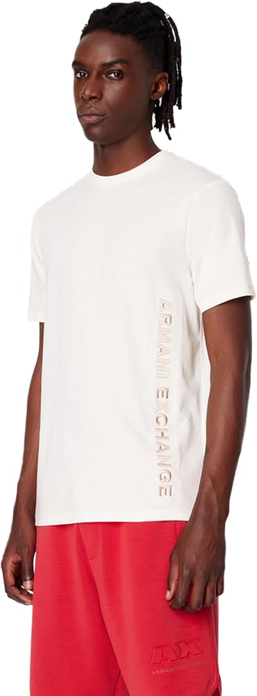 Armani Exchange Men's Regular Fit Cotton Embroidered Tonal Side Logo Tee