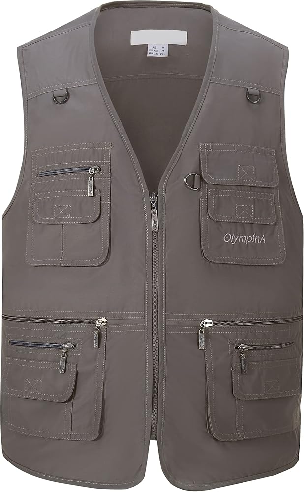 Riutiru Men's Versatile Outdoor Travel Sports Vest, Olympina Multiple Pockets for Work, Fishing, Hunting, Tactical Missions