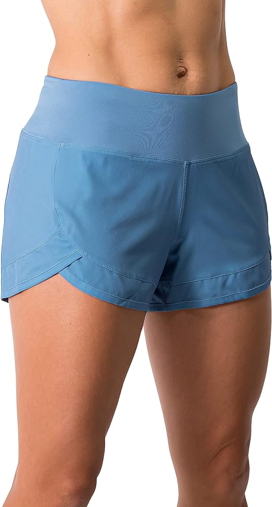 Tough Mode Womens 3" Lightweight Running WOD Volleyball Shorts Workout Mesh Liner Zip Pocket