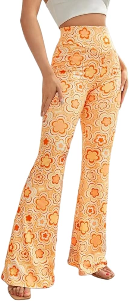 70s Flare Pants for Women - EDC Rave Festival Outfit High Waist Bell Bottom Boho Cute Groovy Disco Trousers