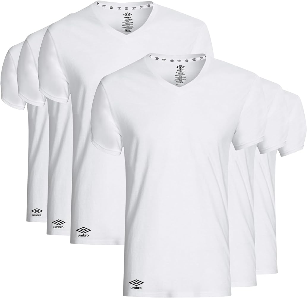 Umbro 6-Pack Men's Essential V-Neck Undershirts – Breathable, Tagless, Cotton Mens T Shirt – T Shirts for Men Pack