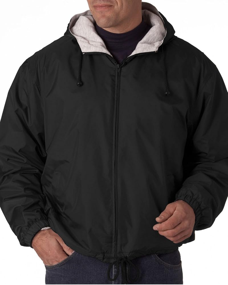 UltraClub Adult Fleece-Lined Hooded Jacket L BLACK