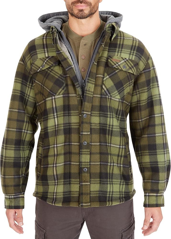 Smith's Workwear Men's Sherpa-Lined Microfleece Shirt Jacket