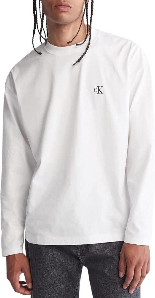 Calvin Klein Men's Relaxed Fit Archive Logo Crewneck Long Sleeve Tee