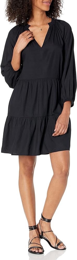 The Drop Women's @Caralynmirand Ruffle-Neck Tiered Mini Dress