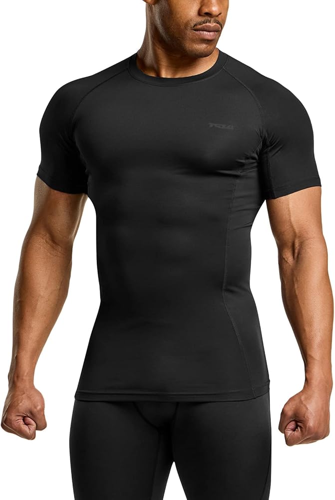 TSLA 1 or 3 Pack Men's UPF 50+ Quick Dry Short Sleeve Compression Shirts, Athletic Workout Shirt, Water Sports Rash Guard