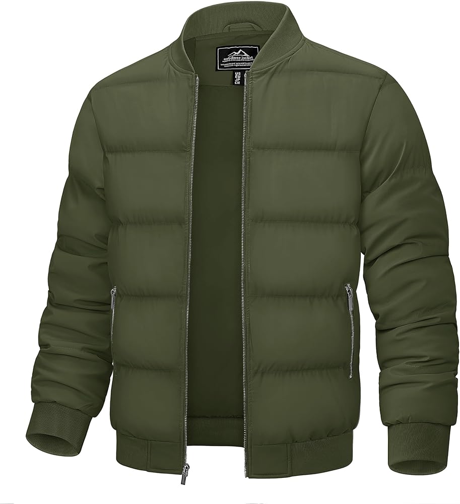 TACVASEN Puffer Jacket Men Quilted Jacket Mens Lightweight Jackets Water-Resistant Warm Padded Comfortable for Winter