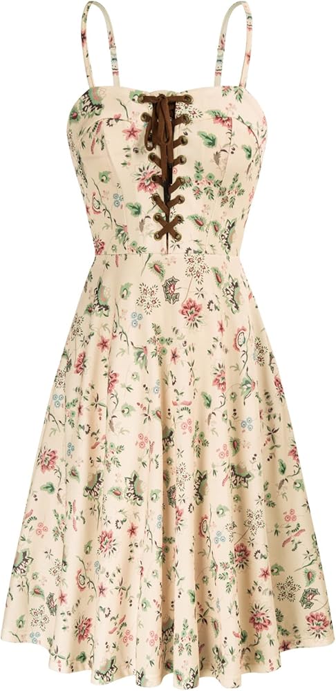 Scarlet Darkness Women's Floral Summer Dress 2024 Vintage Sundress with Pockets