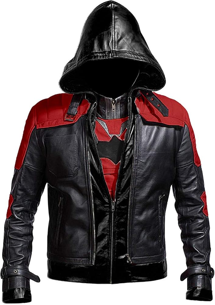 Replica Style Red Hood Men's Faux leather JACKET + VEST