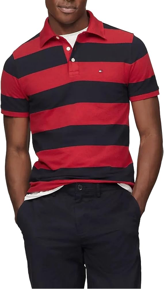 Tommy Hilfiger Slim Fit Stretch Rugby Stripe Polo Men's Shirt