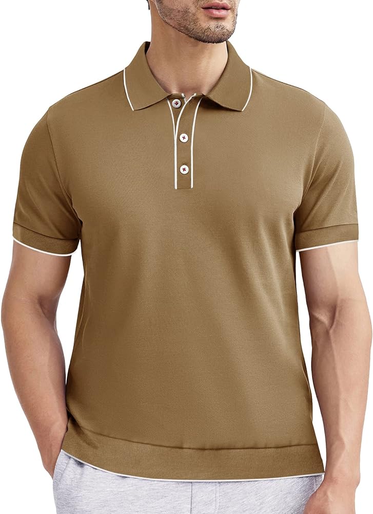 ALTAIREGA Men's Cotton Polo Shirts Casual Short Sleeve Classic Fit Shirt