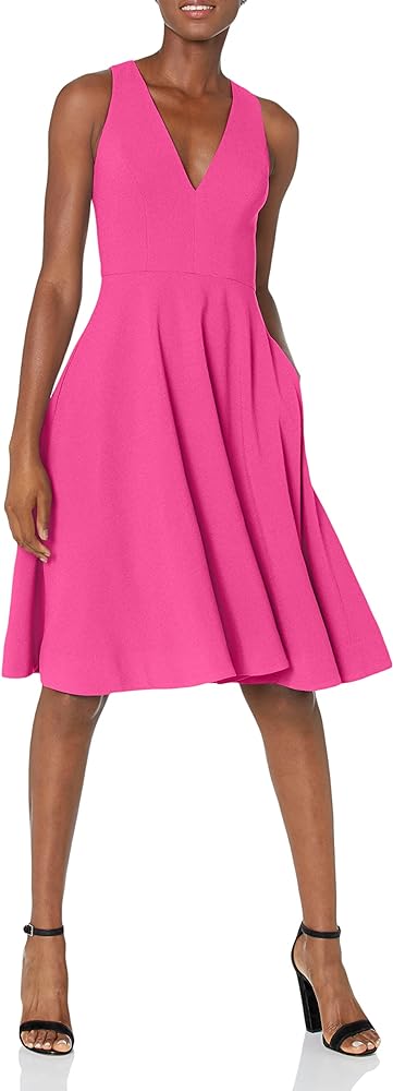 Dress the Population Women's Catalina Solid Sleeveless Fit & Flare Midi Dress