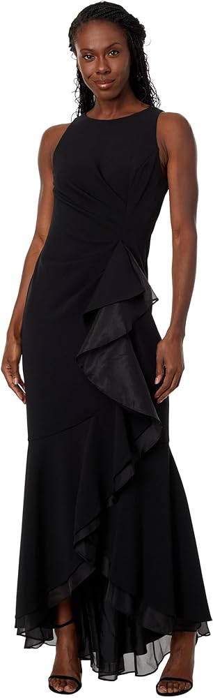 Adrianna Papell Women's Ruffle Crepe Halter Gown