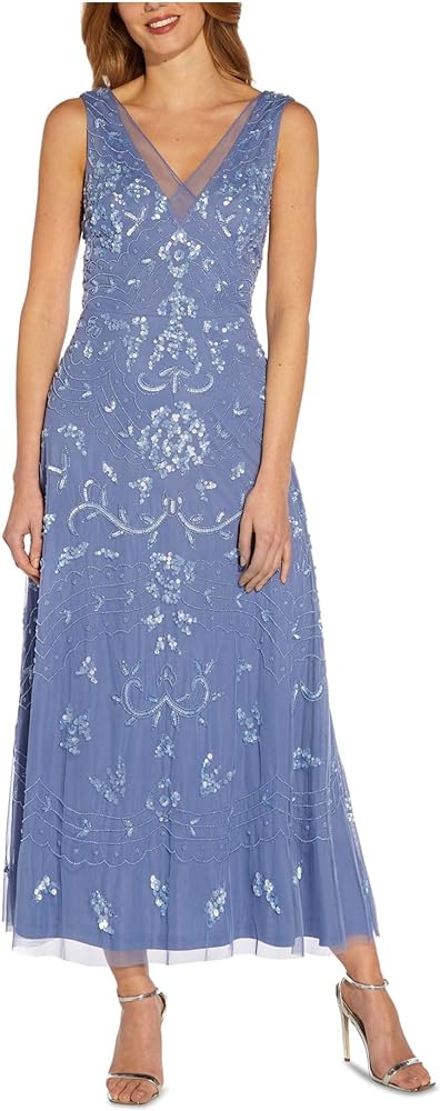 Adrianna Papell Women's Beaded Ankle Length Dress