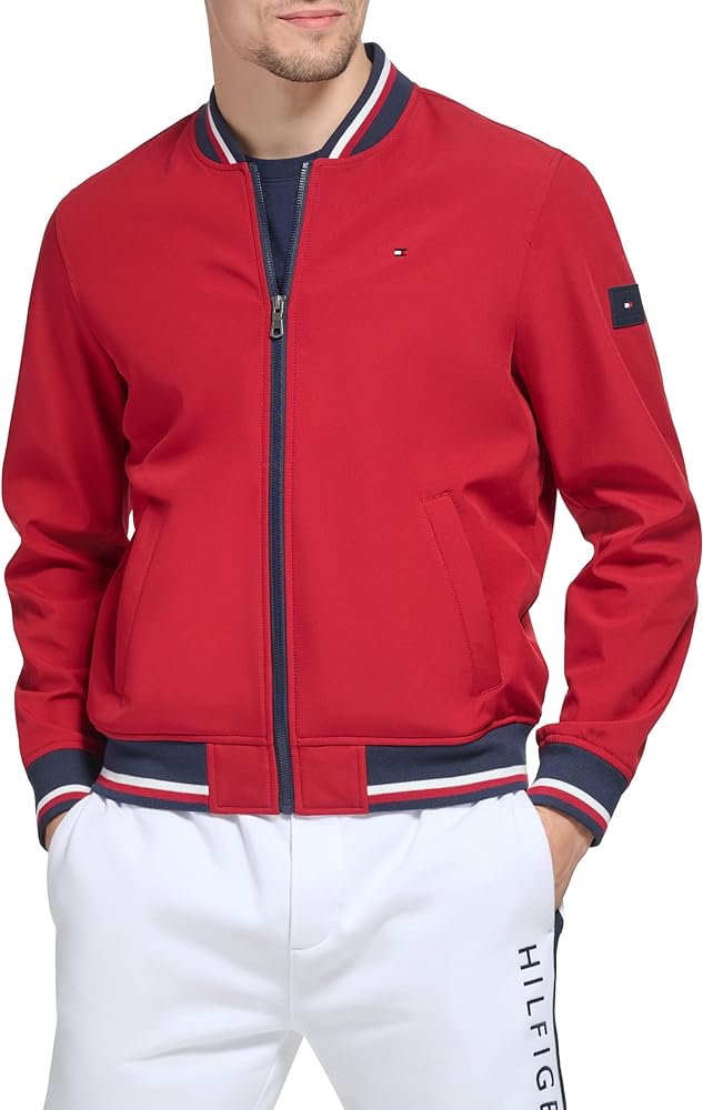 Tommy Hilfiger Men's Lightweight Varsity Rib Knit Bomber Jacket