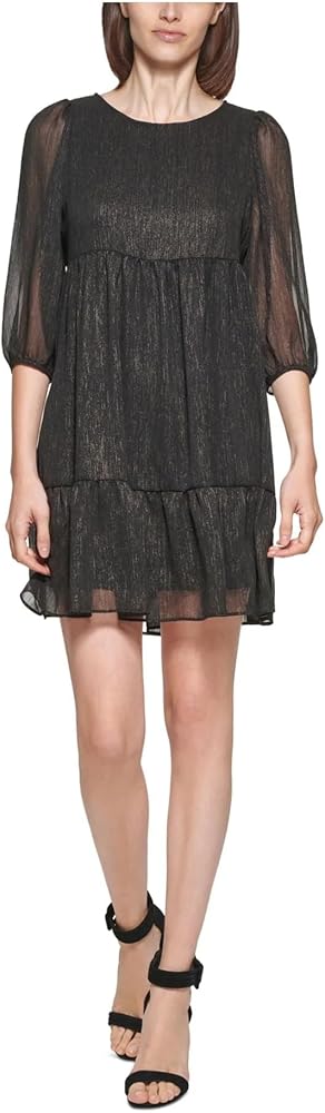 Calvin Klein Womens Empire Waist Short Mini Dress Black 14