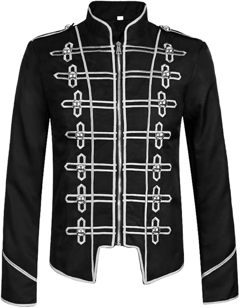 BaronHong Steampunk Military Drummer Parade Jacket Hardcore Punk Men’s Zipper Jackets Gothic Clothing