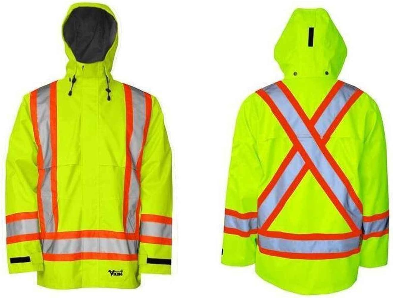 Viking Professional Journeyman 300 Denier Trilobal RipStop HiVis Water &Wind proof Safety Rain Jacket with 2" ReflectiveTape