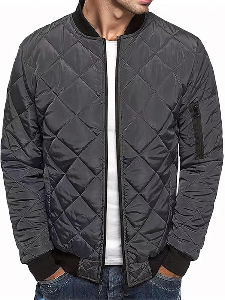 Men's Cotton Padded Jackets Winter Warm Full Zip Puffer Jackets Stylish Casual Windproof Lightweight Plus Size Outwear