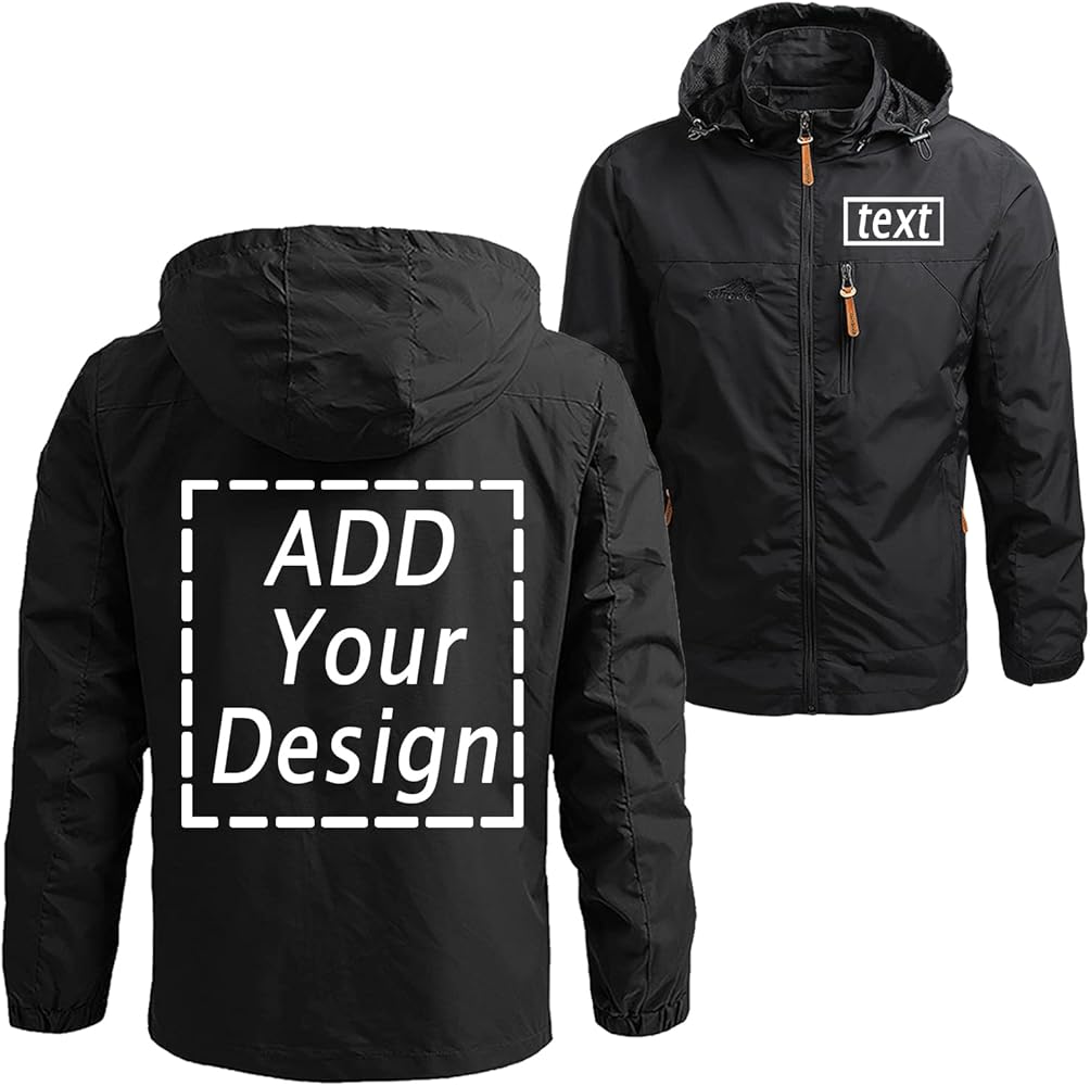 Windbreaker Jackets for Men Custom Logo Workwear Personalized Lightweight Zip Outdoor Rain Coat