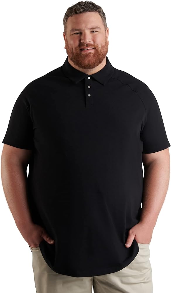 Mens Big & Tall Polo Shirt – Premium Stretch Cotton Polo for Men with Metal Snap Buttons