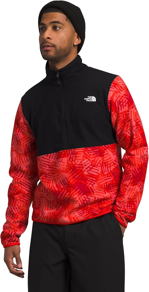 THE NORTH FACE Mens Alpine Polartec 100 � Zip, XXL, Fiery Red Crosshatch Camo Print/TNF Black