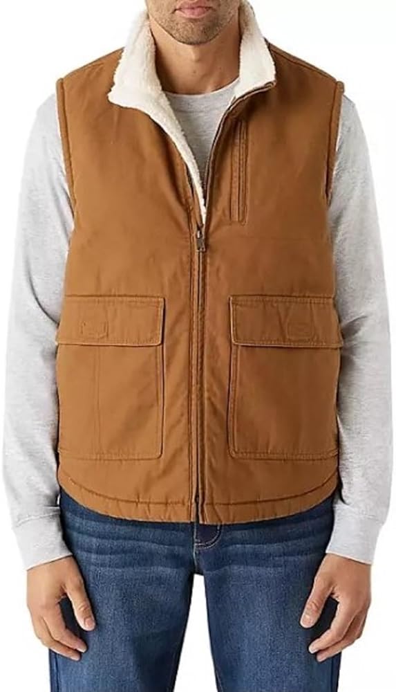 Lee Coleman Men's Sherpa Lined The Workwear Canvas Vest Medium Tobacco