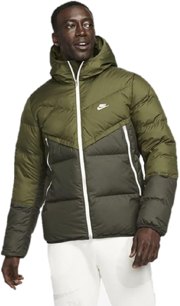 Nike Men's Quilted Synthetic Fill Windrunner Primaloft Insulated Jacket, Rough Green Olive, LARGE