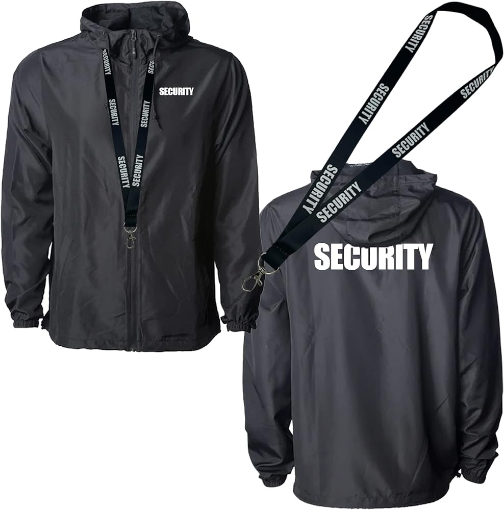 FTD Apparel Men's Lightweight Windbreaker Security Jacket with Lanyard