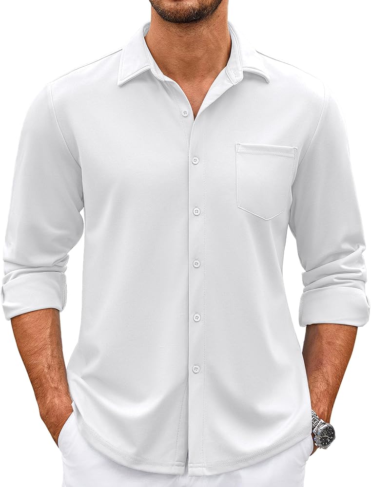 COOFANDY Mens Wrinkle Free Dress Shirts Long Sleeve Untucked Shirts Casual Button Down Shirts