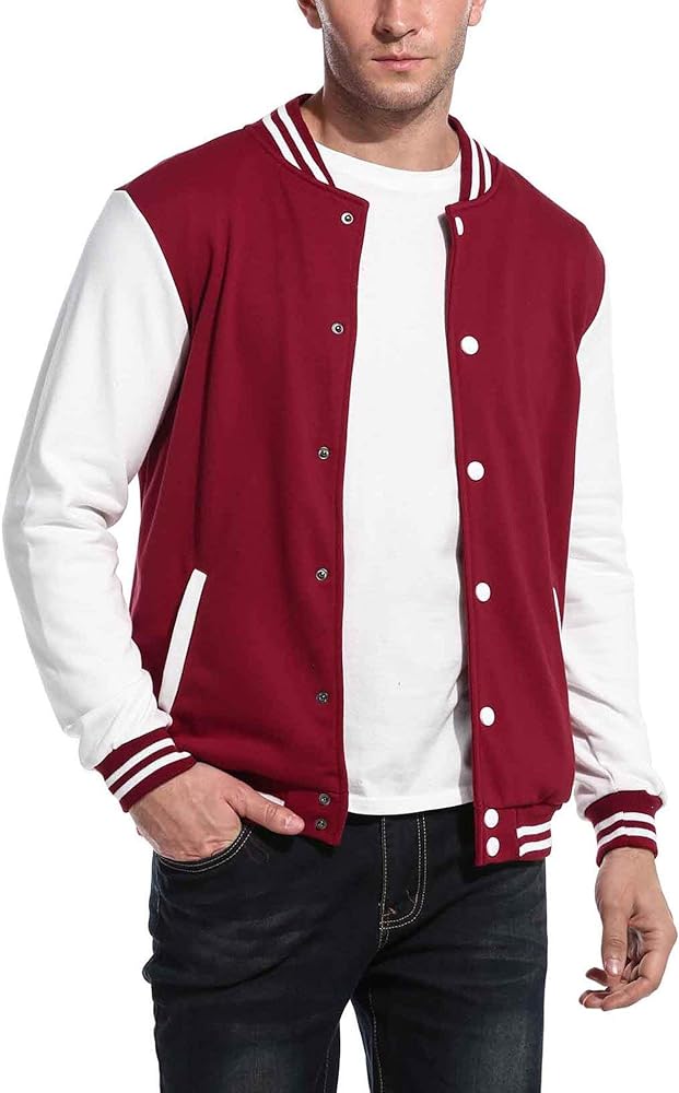 COOFANDY Men's Fashion Varsity Jacket Causal Slim Fit Cotton Letterman Baseball Bomber Jackets